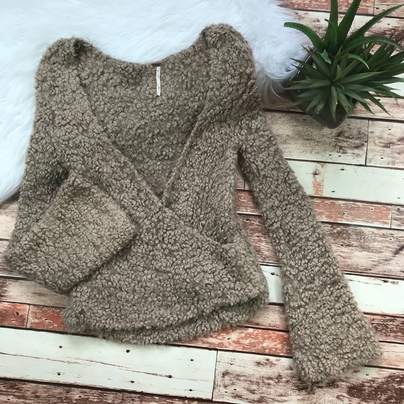 Free People Sweaters - Free People fuzzy teddy bear bell sleeve sweater